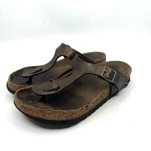 Birkenstock Gizeh Brown Leather Thong Sandals Women's 9 US